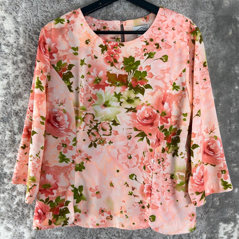 One Mountain Imports Size‎ 16 Floral Skirt Set Pink 3/4 Sleeve Women